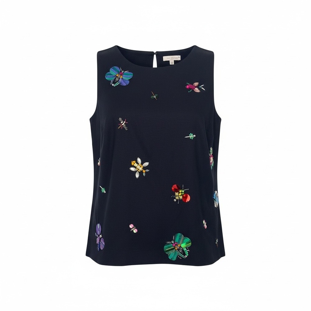 Talbots RSVP Petite Jeweled Bug Sleeveless Top (10P)